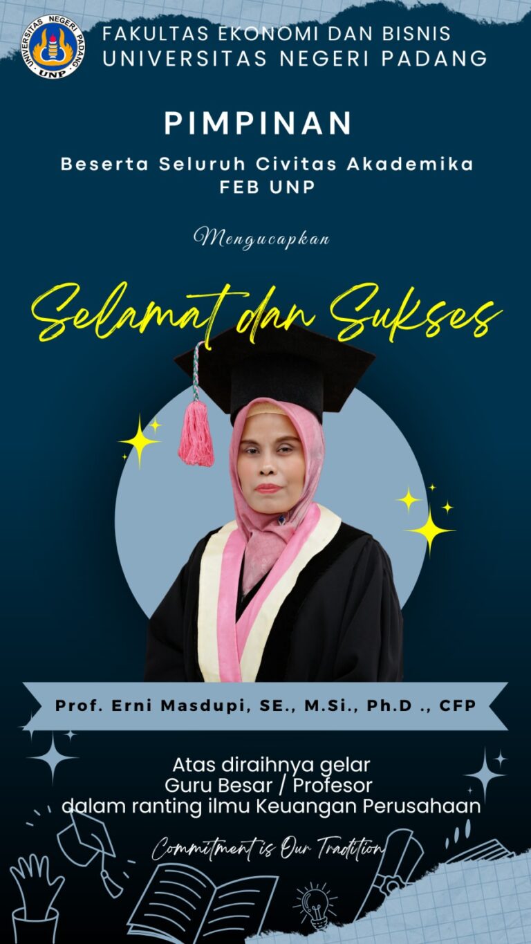 Selamat kepada Prof. Erni Masdupi atas Pengukuhan sebagai Guru Besar FEB UNP